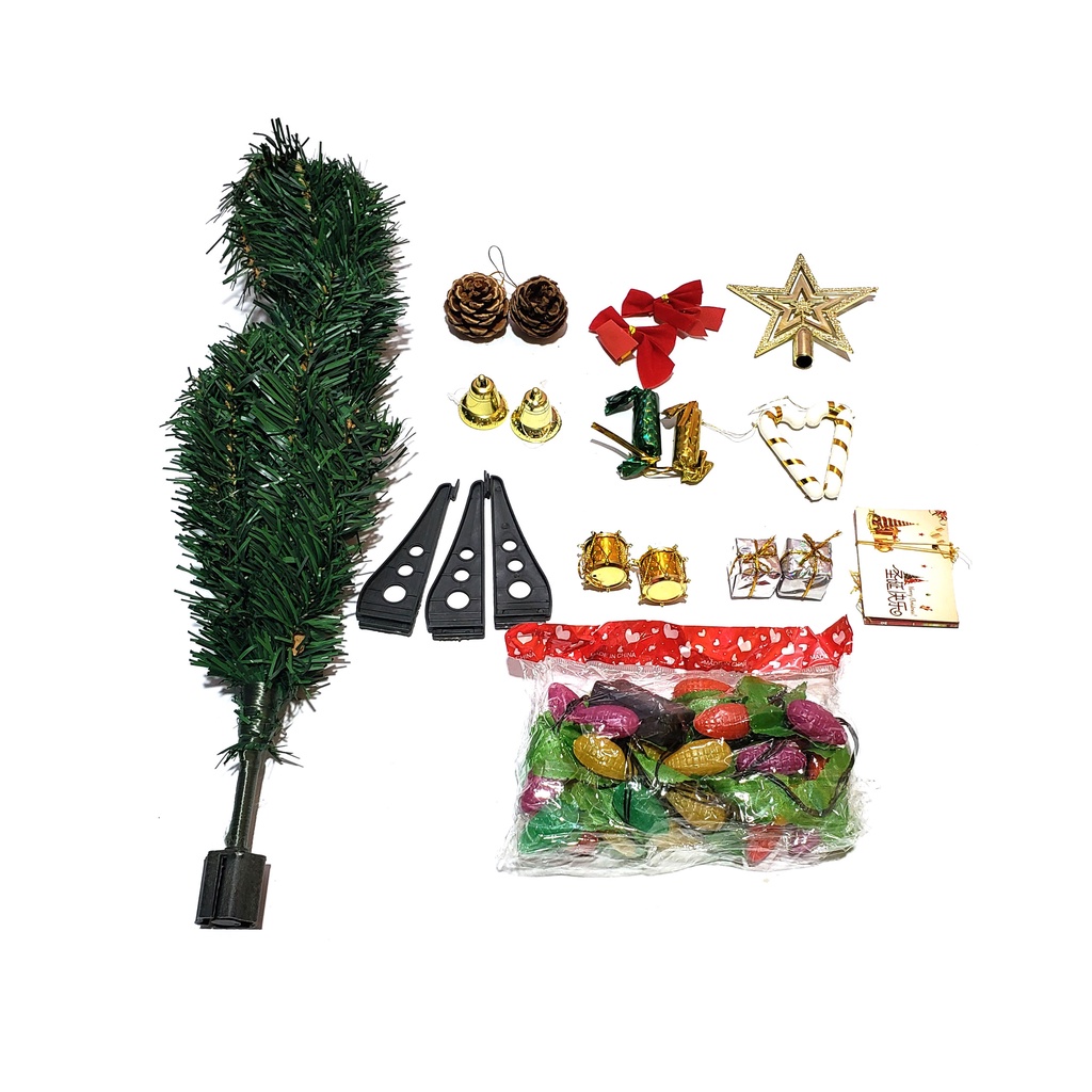 Cây thông noel 60cm mini để bàn trang trí giáng sinh cho nhà cửa, phòng khách, phòng ngủ full phụ kiện đẹp lung linh