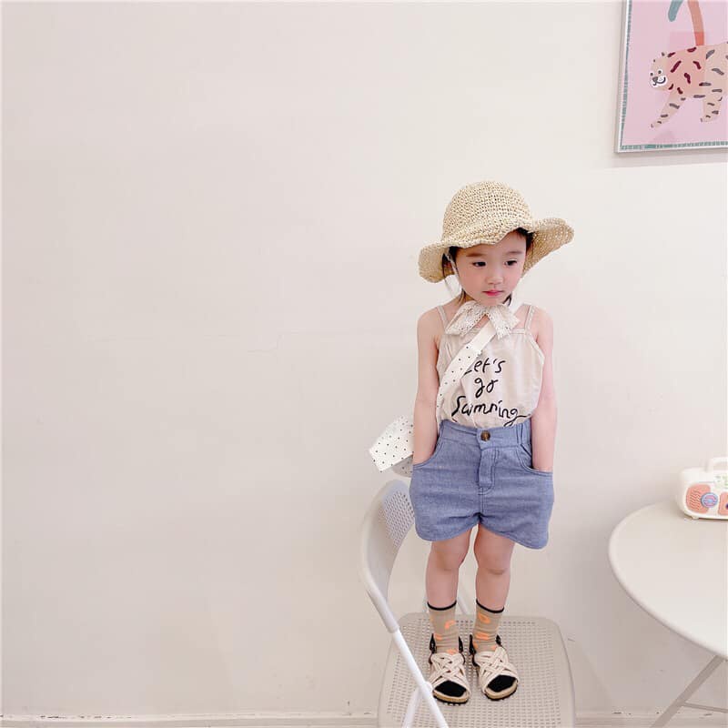 [Ảnh thật] ÁO HAI DÂY CHO BÉ GÁI AD LET'S GO PHÙ HỢP CHO BÉ TỪ 1-5 TUỔI SIZE 80 ĐẾN 120