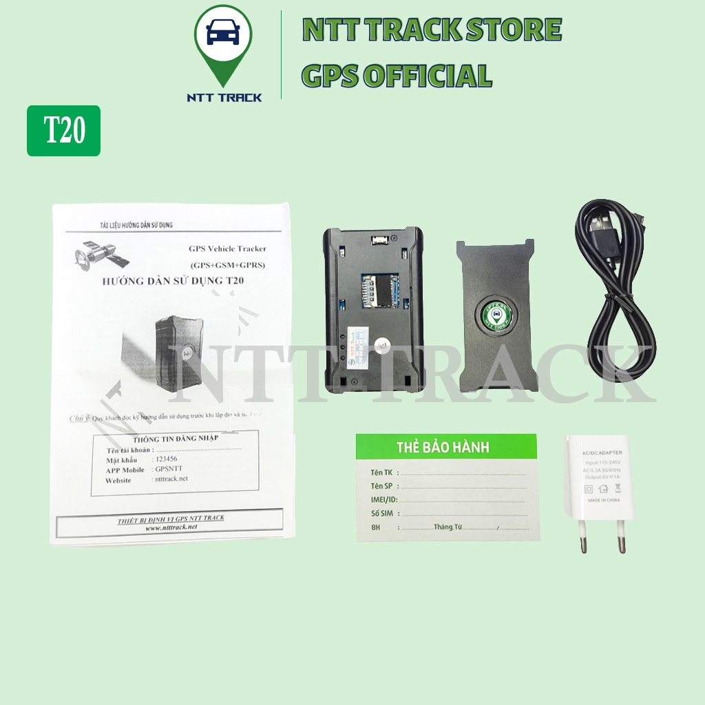 Định vị không dây T20 NTT Track pin khỏe sử dụng 20 ngày cho xe máy ô tô