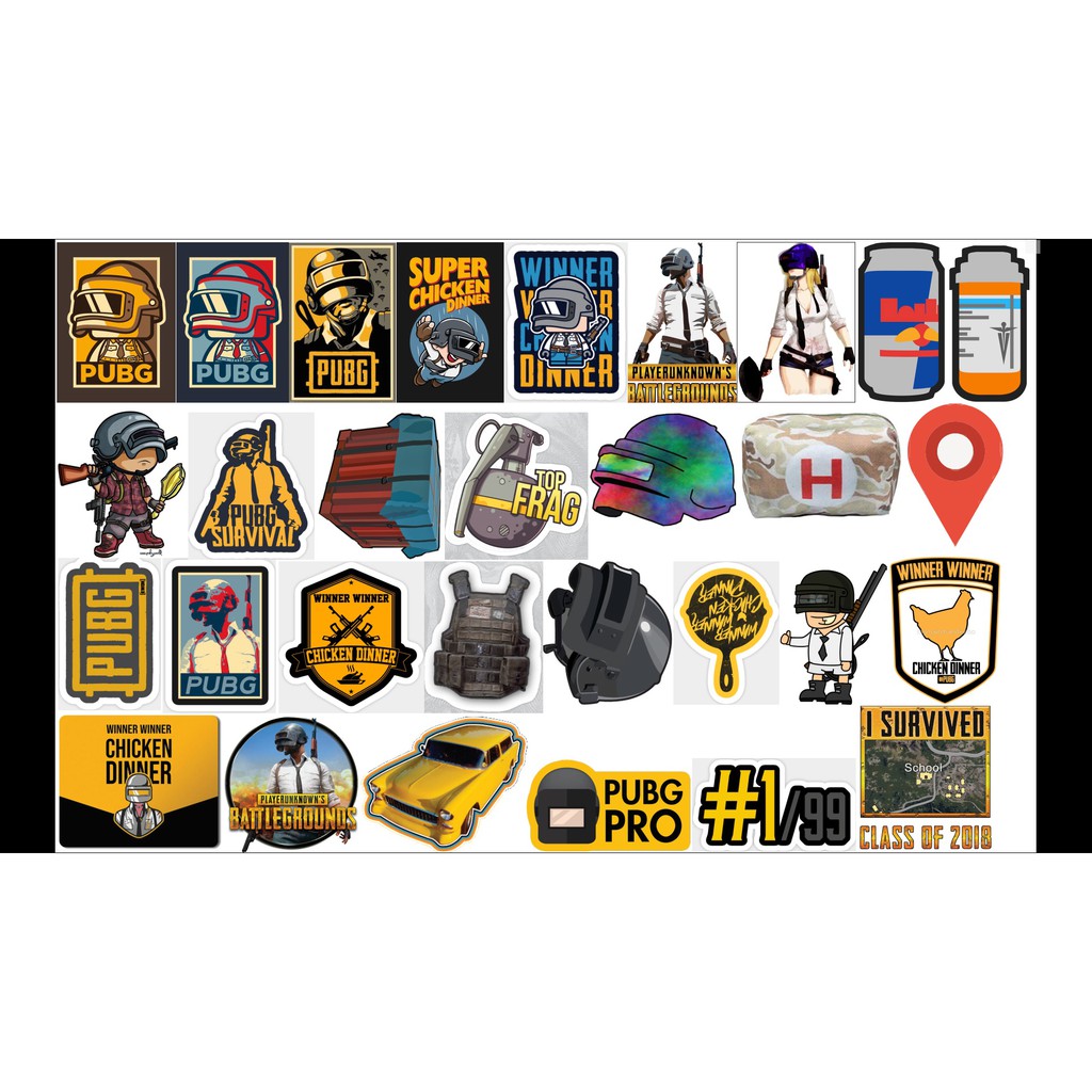 STICKER PUBG decan dán Vali, xe, barber shop, Mũ bảo hiểm , macbook, đàn, tường... Nhập mã GIẢM GIÁ 15k khi mua từ 3 set