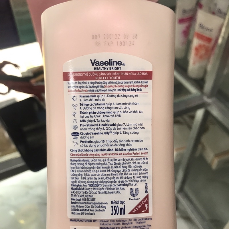 Sữa Dưỡng Thể Vaseline Trắng Da Điểm 10 -350ml
