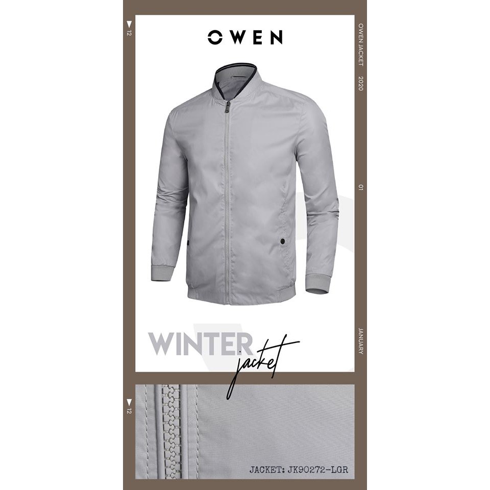 Áo khoác bomber owen 2 lớp màu ghi xám sáng JK90272-LGR