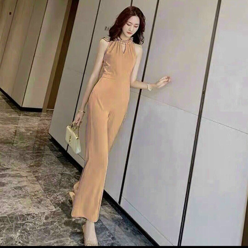 Jumpsuits Cổ Giọt Nước Kết Cườm (Kèm Video Hình Thật)