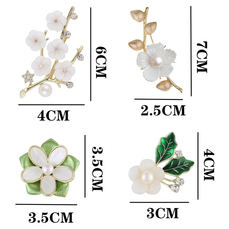 Ghim cài áo Pinkdudu PD570 bằng hợp kim hình hoa đính ngọc trai nhân tạo kiểu dáng đơn giản phong cách retro