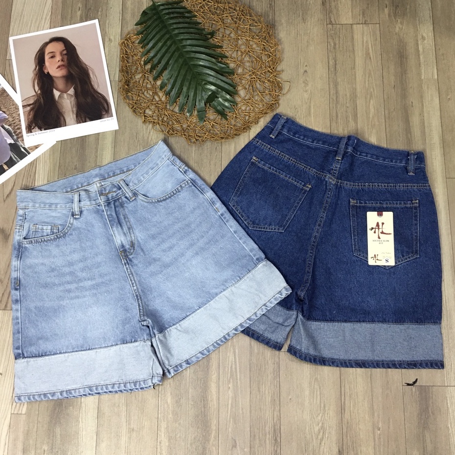 Quần lửng quần ngố jean ống rộng nữ lai lật trái, đủ size từ 45 đến 65kg - Xưởng Cô Ba