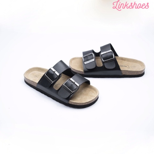 Dép đế trấu quai 2 Khóa Màu đen, trắng mã sản phẩm SH02