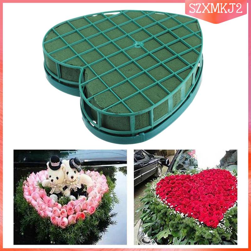 Set 2 Khối Xốp Hình Trái Tim Màu Xanh Lá Đế Xốp Trang Trí Xe Hơi Đám Cưới