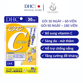 Viên uống vitamin C DHC sáng da mờ thâm, hỗ trợ chống nắng Nhật Bản gói 30 ngày và 90 ngày