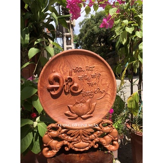 Tranh đĩa gỗ hương (đường kính đĩa 30 cm, cao 40 cm, dày 3 cm)