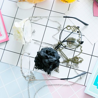 Kính đen/ trắng/ vàng hoa hồng lolita kèm dây