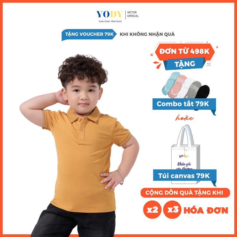 Áo Polo Trẻ Em YODY Coolmax, Áo Thun Cộc Tay Cho Bé Phối Cổ Thoáng Mát An Toàn Cho Bé APK5183