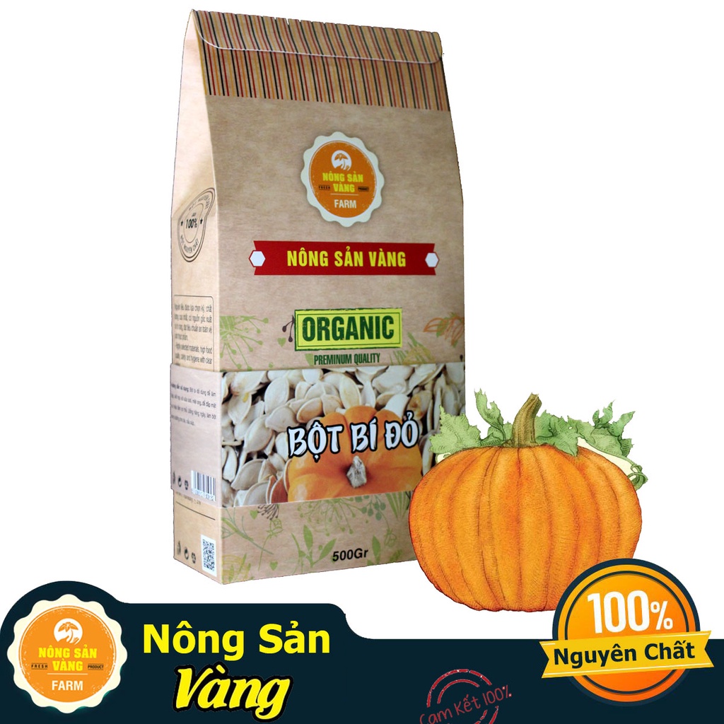 Bột Bí Đỏ Nguyên Chất 500gr - Nông Sản Vàng