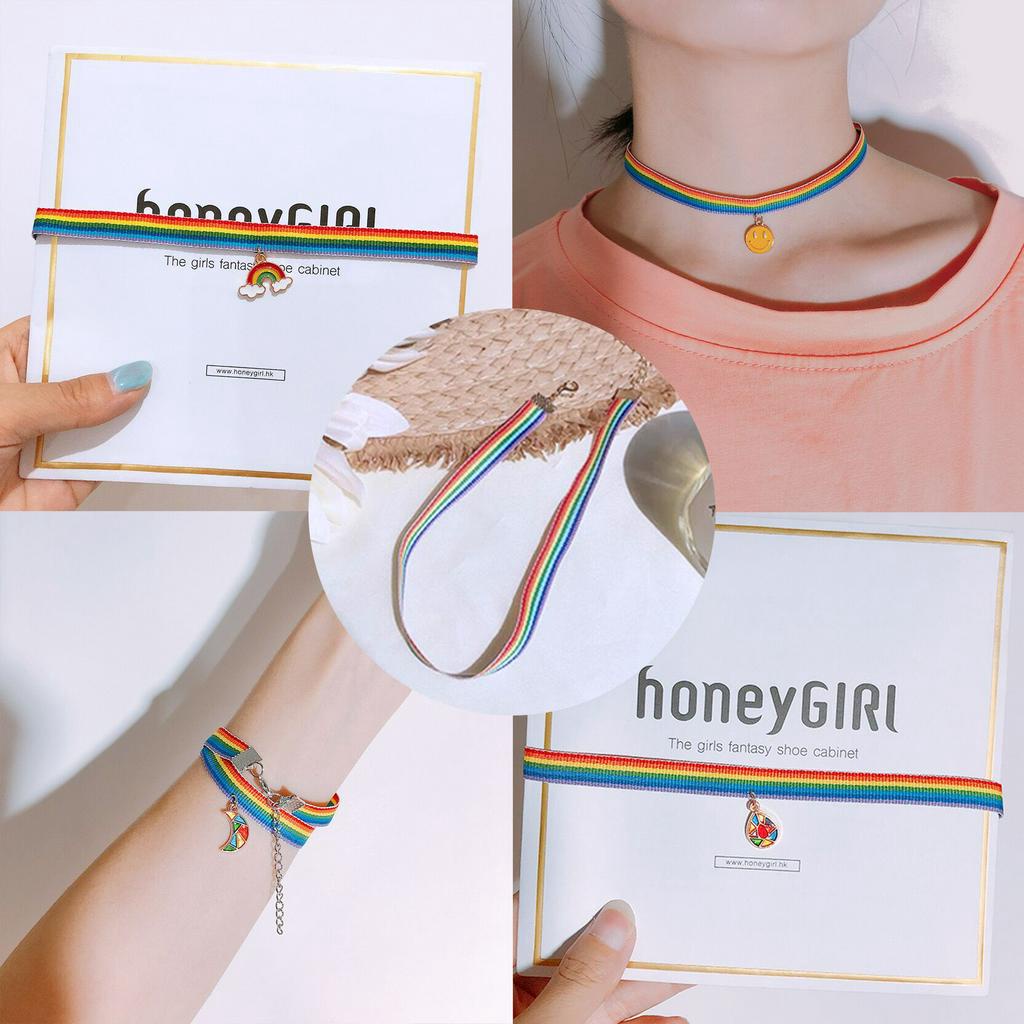 【Siêu rẻ】Thời trang Hàn Quốc Vòng tay cầu vồng mới