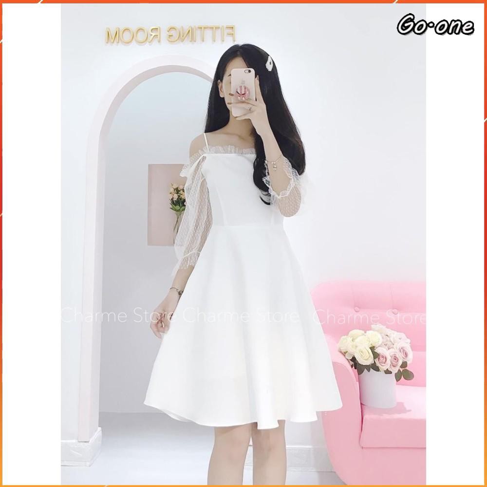 Váy cổ vuông ren dáng xòe sang chảnh - Charme Store