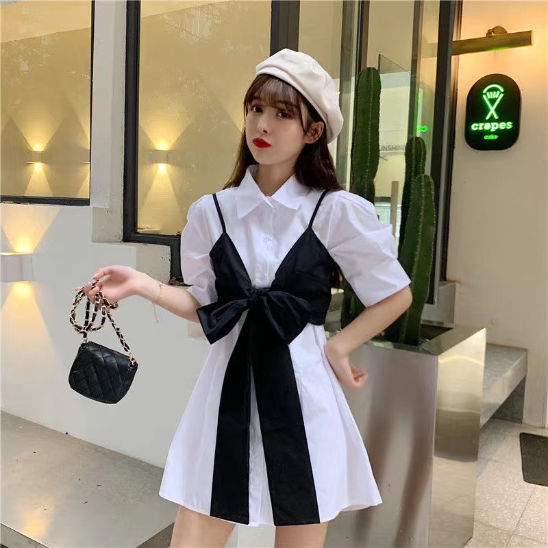 Đầm sơ mi PERTY phong cách Hàn Quốc thời trang mùa hè dành cho nữ