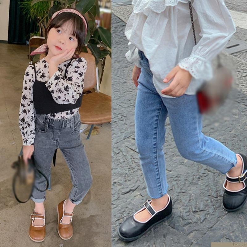 Quần jean ôm lưng thun phong cách thời trang xuân thu cho bé gái 3-8 tuổi