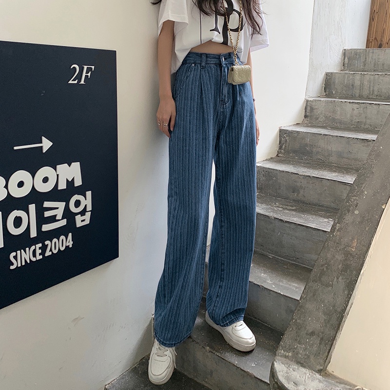 Quần Jeans Nữ Lưng Cao Ống Rộng Plus Size Thời Trang