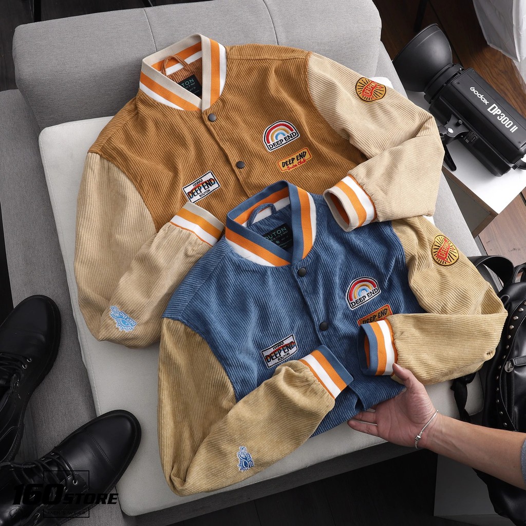 Áo Khoác Bomber Nam Nhung Dạng Nút, Áo Khoác Bóng Chày Nam Nhung BOUTON AKBO0008 160STORE