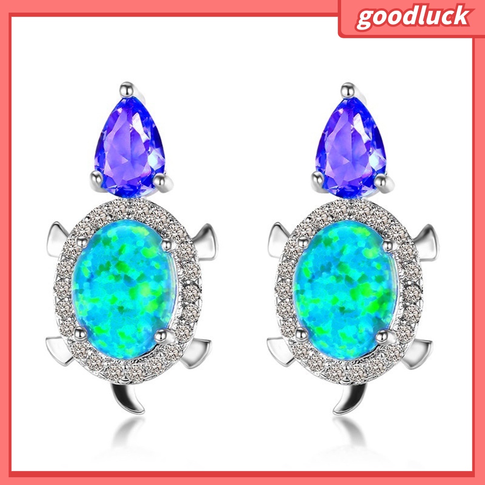 ps/Fashion Women Tortoise Faux Opal Rhinestone Ear Stud Earrings Party Jewelry