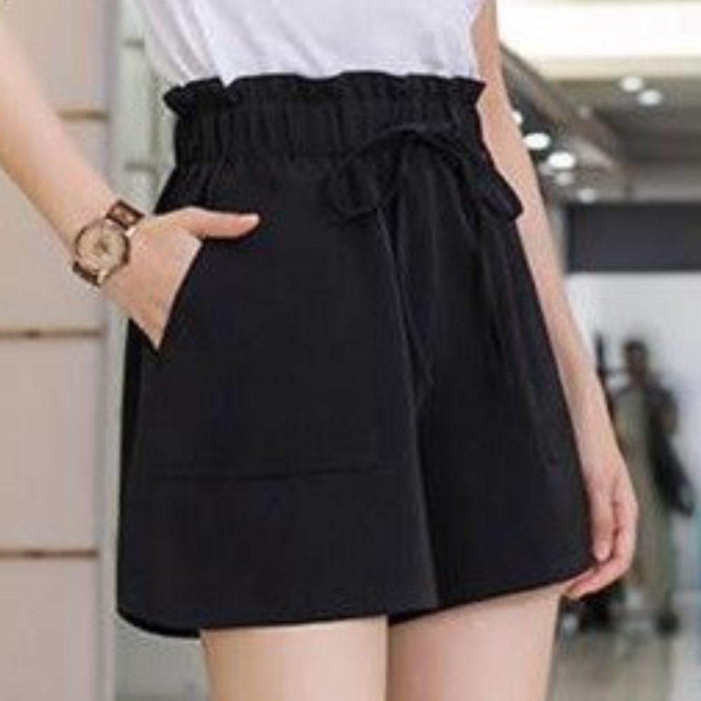 Quần Short Lưng Cao Ống Rộng Phong Cách Hàn Quốc Dành Cho Nữ