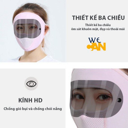 Khẩu trang mặt nạ ninja có kính chống nắng vải thun lạnh thoáng mát hè 2021 .