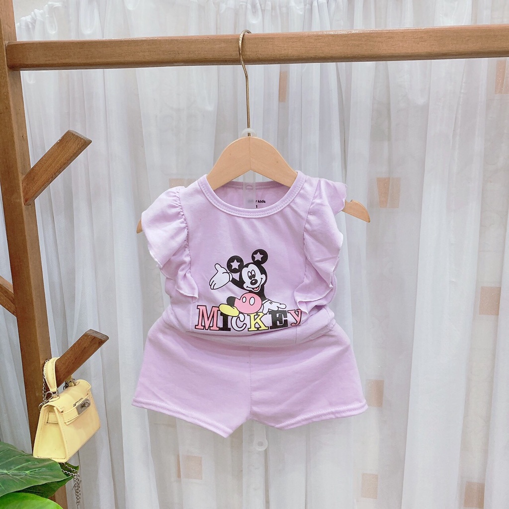 Đồ bộ bé gái hình MICKEY ngộ nghĩnh chất  thun cotton cho bé từ 7-18kg (0-3 tuổi)