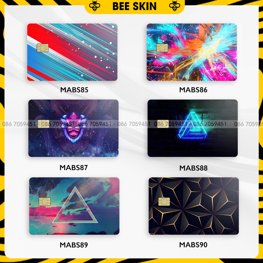 Miếng Dán Skin Thẻ ATM, Thẻ Gửi Xe, Thẻ Chung Cư, Thẻ Ngân Hàng In Hình Trừu Tượng Bộ 15 ( Mã...) mabsb15