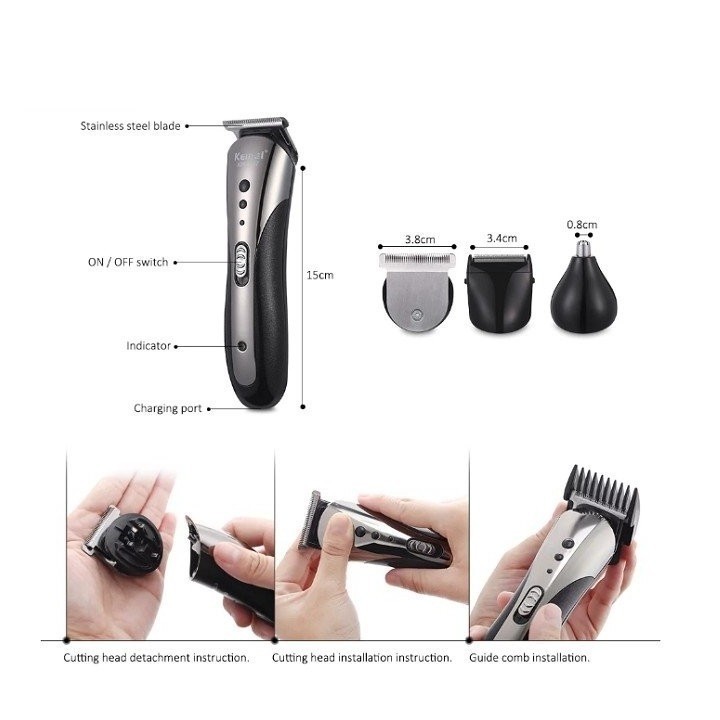 Tông Đơ Cắt Tóc Cạo Râu KM-1407 Đa Năng 3 Trong 1