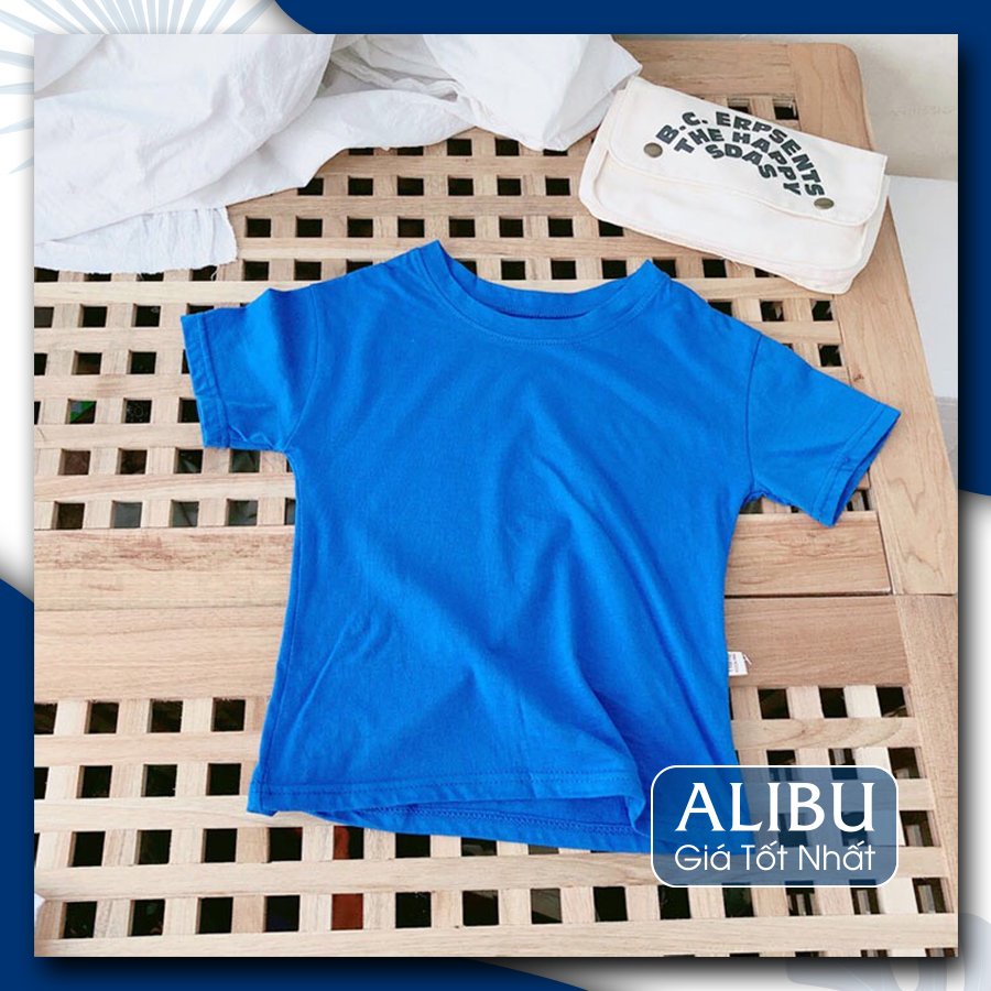 Áo thun trơn bé cotton cổ tròn trẻ em trai gái vải đẹp - ALIBU