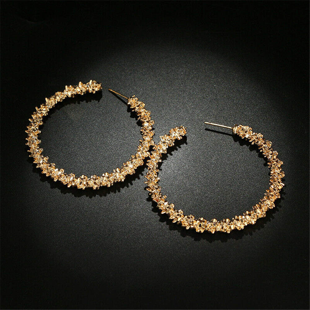 Đôi Bông Tai Chữ C Đính Đá Phong Cách Gothic