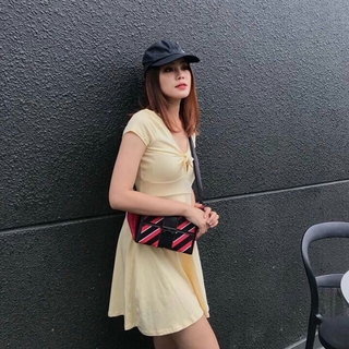 🌺dtb189011543 đầm xòe cột nơ vàng🌺