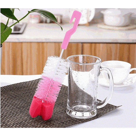 Cây cọ rửa bình sữa, rửa ly, bình nước có đầu mút tạo bọt và móc treo đa năng tiện lợi