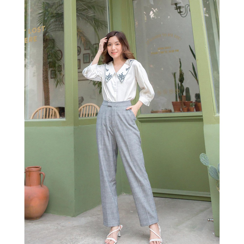 Quần tây lưng thêu (Xám / Đen) - GM06