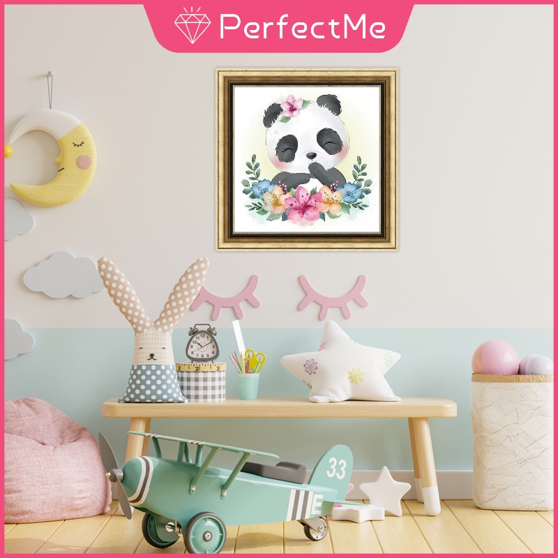 Bộ tranh đính đá 5D tự làm hình gấu trúc 30*30cm