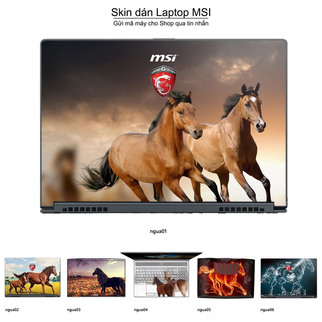 Skin dán Laptop MSI in hình Con ngựa (inbox mã máy cho Shop)