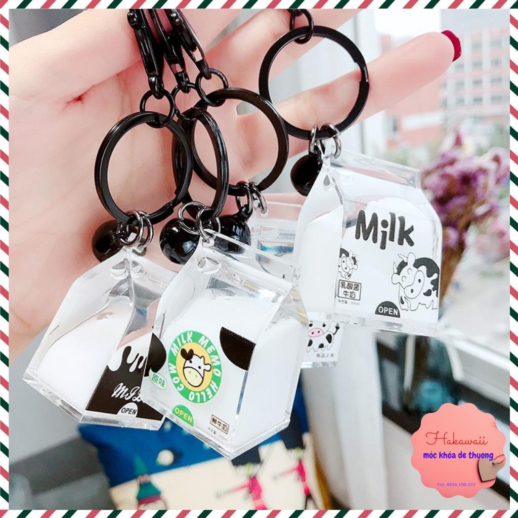 Móc khóa hộp sữa cute, có thể dùng làm móc khóa treo balo, túi sách