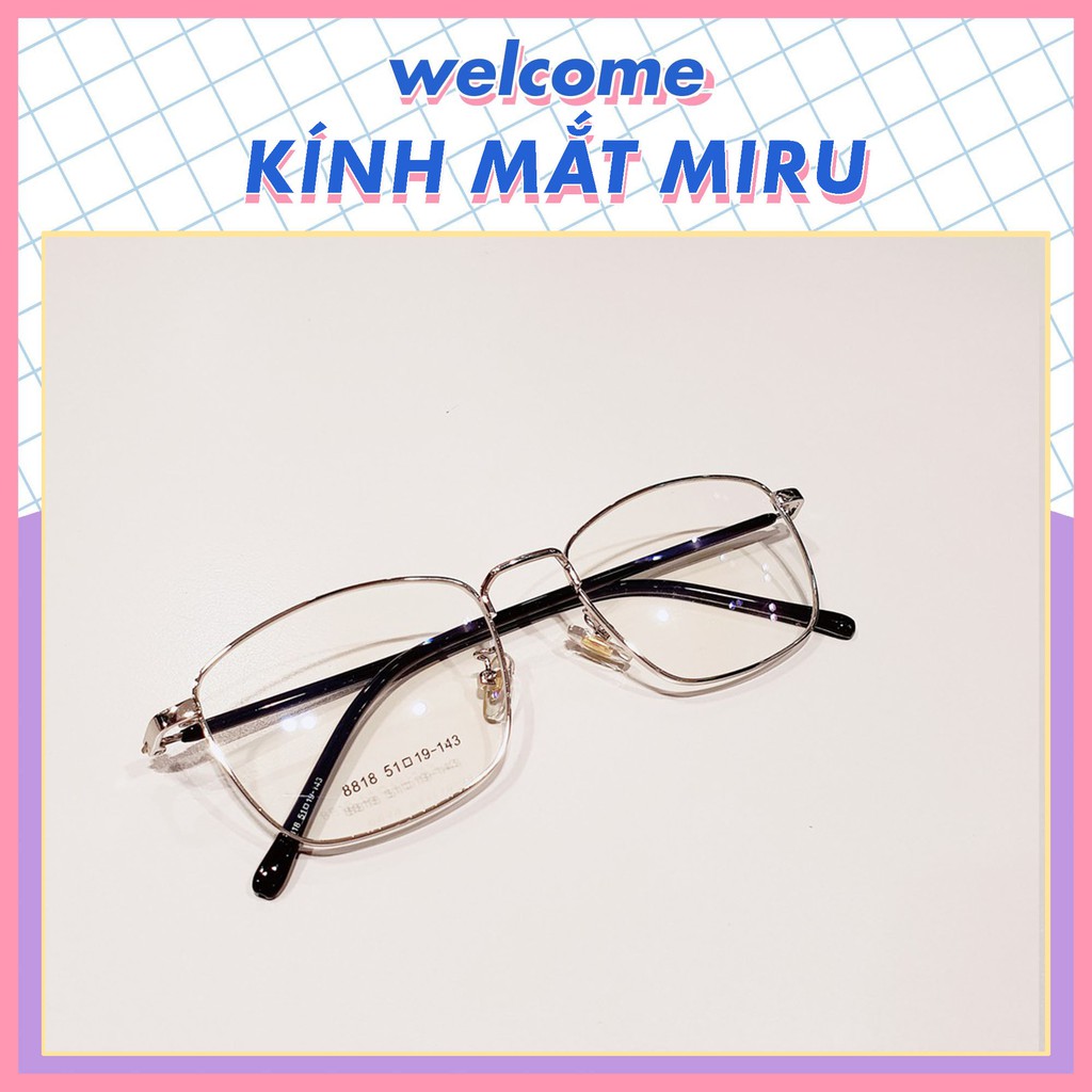 Gọng kính cận thời trang nam nữ ANNA dáng vuông chất liệu nhựa kết hợp kim loại - 8818