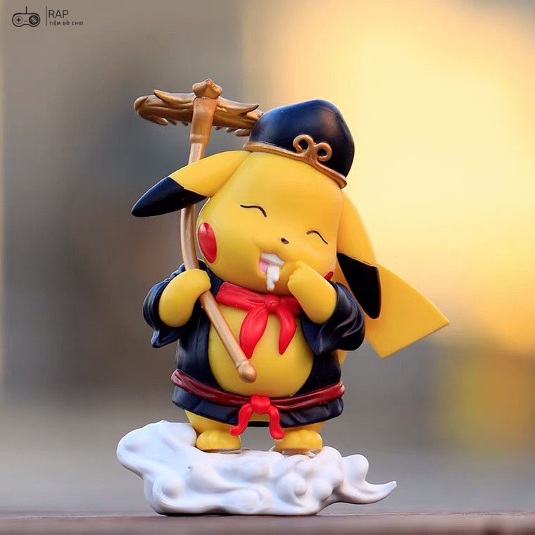 Mô hình Pikachu cosplay Tôn Ngộ Không- Trư Bát Giới dễ thương chất liệu PVC làm trang trí phòng ngủ bàn học quà tặng-Ráp