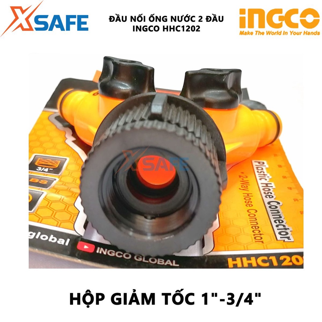 Đầu nối ống nước 2 đầu INGCO HHC1202 ống nhựa, kích thước 10.5*9.5*4.8cm, độ cứng cao, không thấm nước