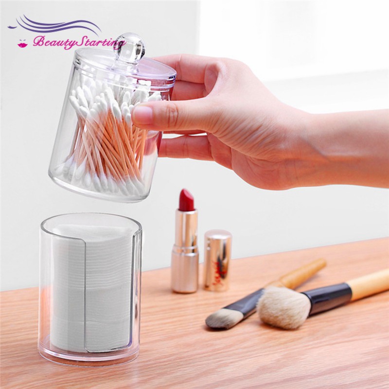 [Hàng mới về] Hộp đựng bông tẩy trang 2 tầng bằng chất liệu acrylic trong suốt tiện dụng | BigBuy360 - bigbuy360.vn