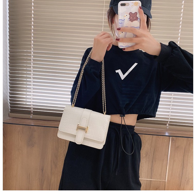 Túi xách nữ đeo chéo vân da cá sấu khóa chữ H trẻ trung thanh lịch TX26 túi đeo vai Chip Xinh Shop | BigBuy360 - bigbuy360.vn