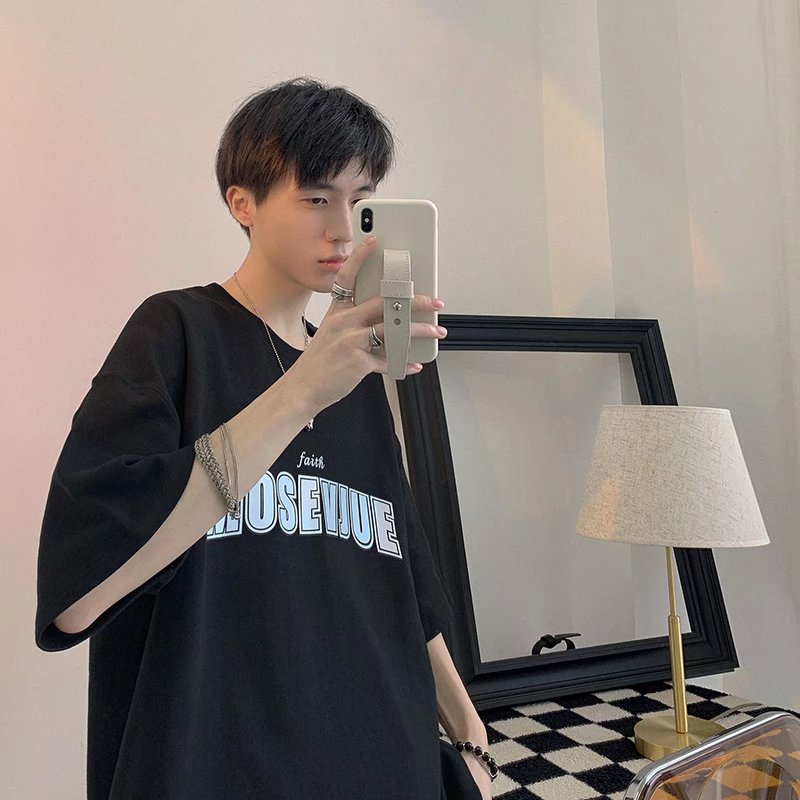 Áo Thun Tay Ngắn Cổ Tròn Dáng Rộng In Chữ Thời Trang Mùa Hè Cho Nam Giới [M-8XL]