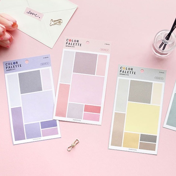 Bộ 4 tấm sticker giấy dán chấm bi đánh dấu màu pastel dán trang trí sổ tay ST323