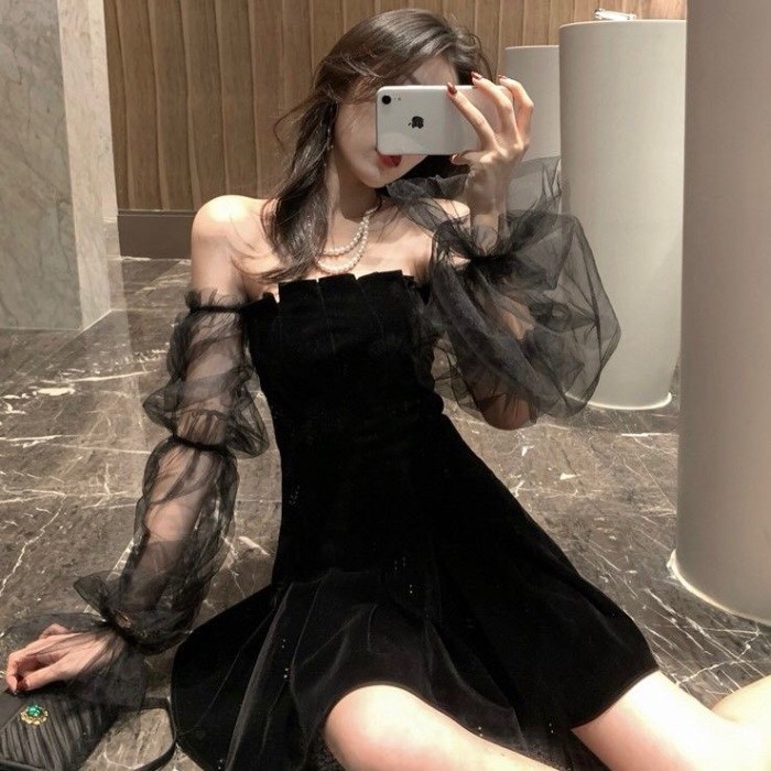 đầm tay voan phồng