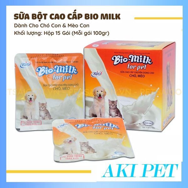 SỮA CHO PET THÚ CƯNG CHÓ MÈO BIO MILK GÓI 100G Bổ sung chất dinh dưỡng
