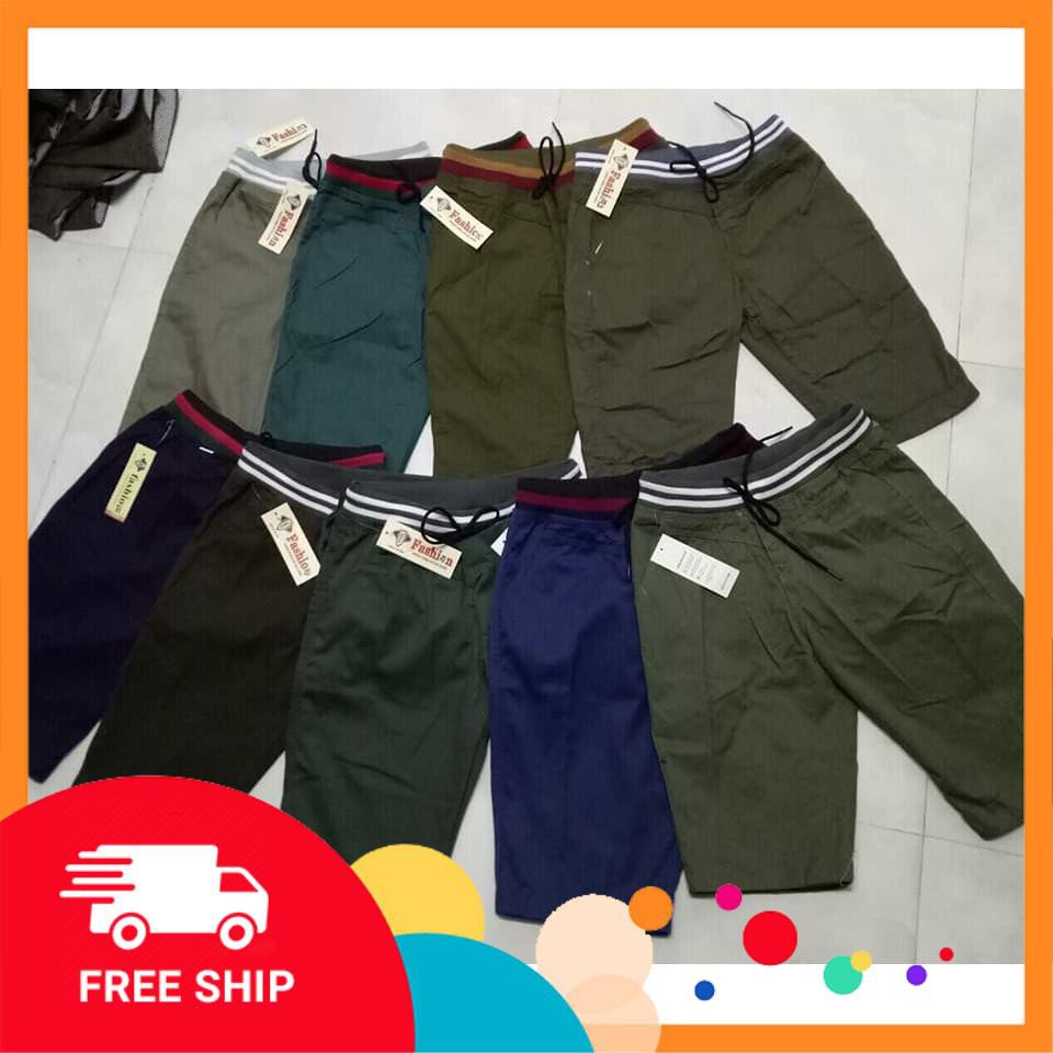 QUẦN SHORT NAM QUẦN SHORT BO LƯNG THUN VẢI KAKI #5