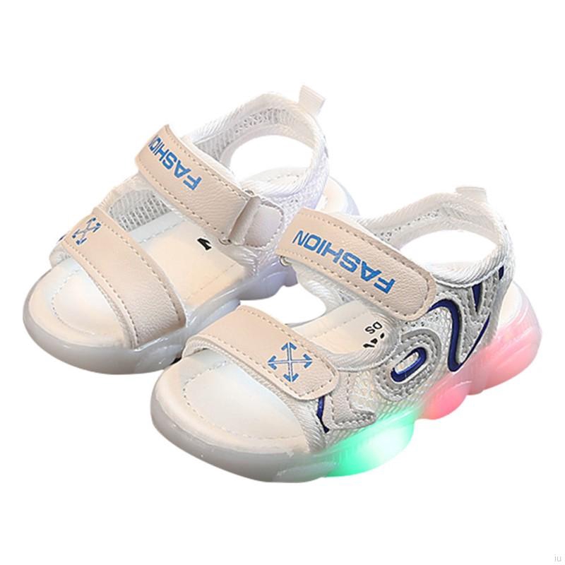 Giày Sandal bằng Da PU Đế Mềm Chống Trượt Có Đèn LED Cho Bé