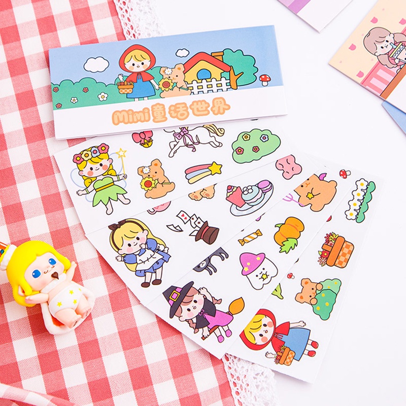 Set 4 miếng dán trang trí sổ tay nhật ký hoạt hình Nhật Bản xinh xắn