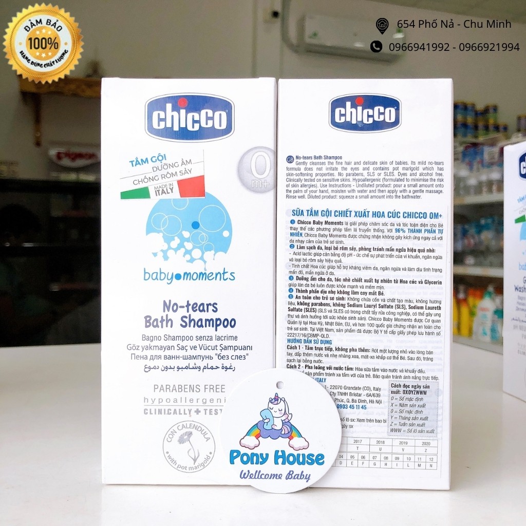 Sữa Tắm Gội Chicco 2in1 Hoa Cúc, Yến Mạch Dưỡng Da Mềm Mịn Chống Rôm Sẩy Cho Bé 200ml,500ml