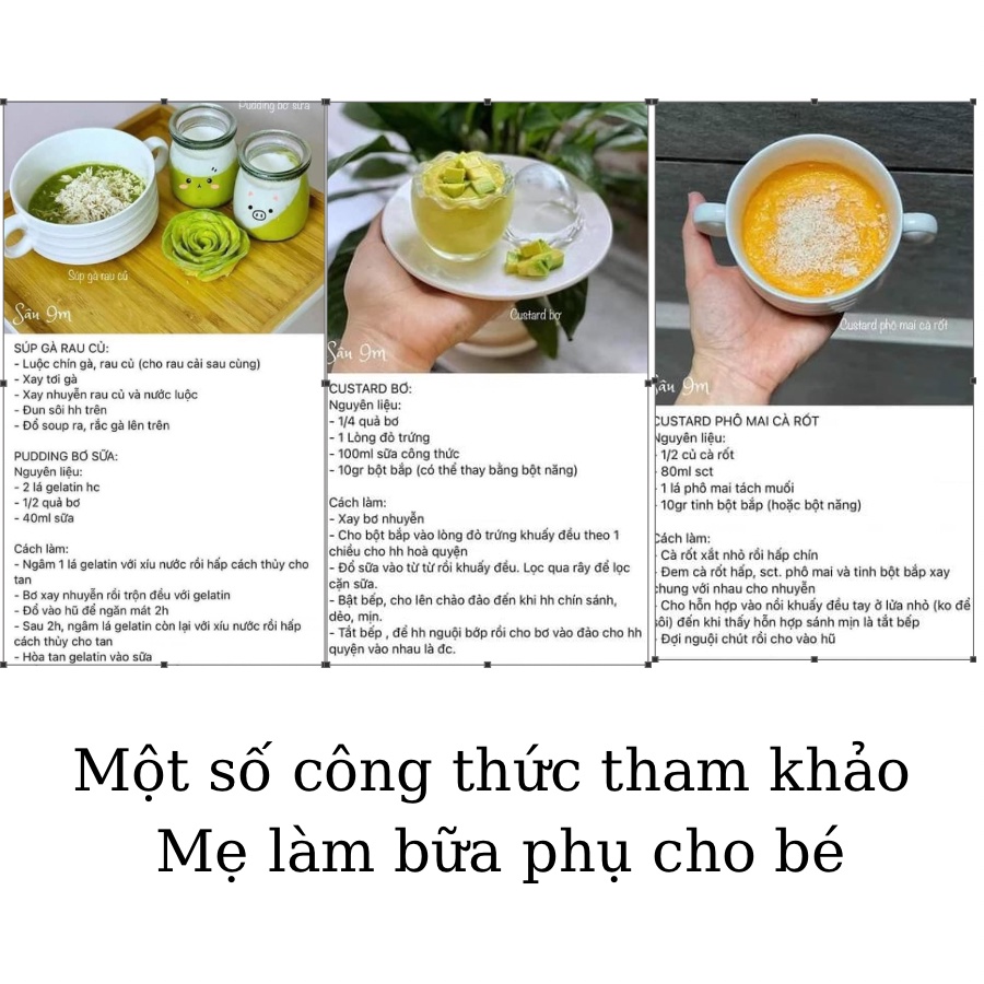 Các loại bột hữu cơ làm bánh cho bé ăn dặm: bột mì hữu cơ, gelatin hữu cơ, bột bắp hữu cơ...